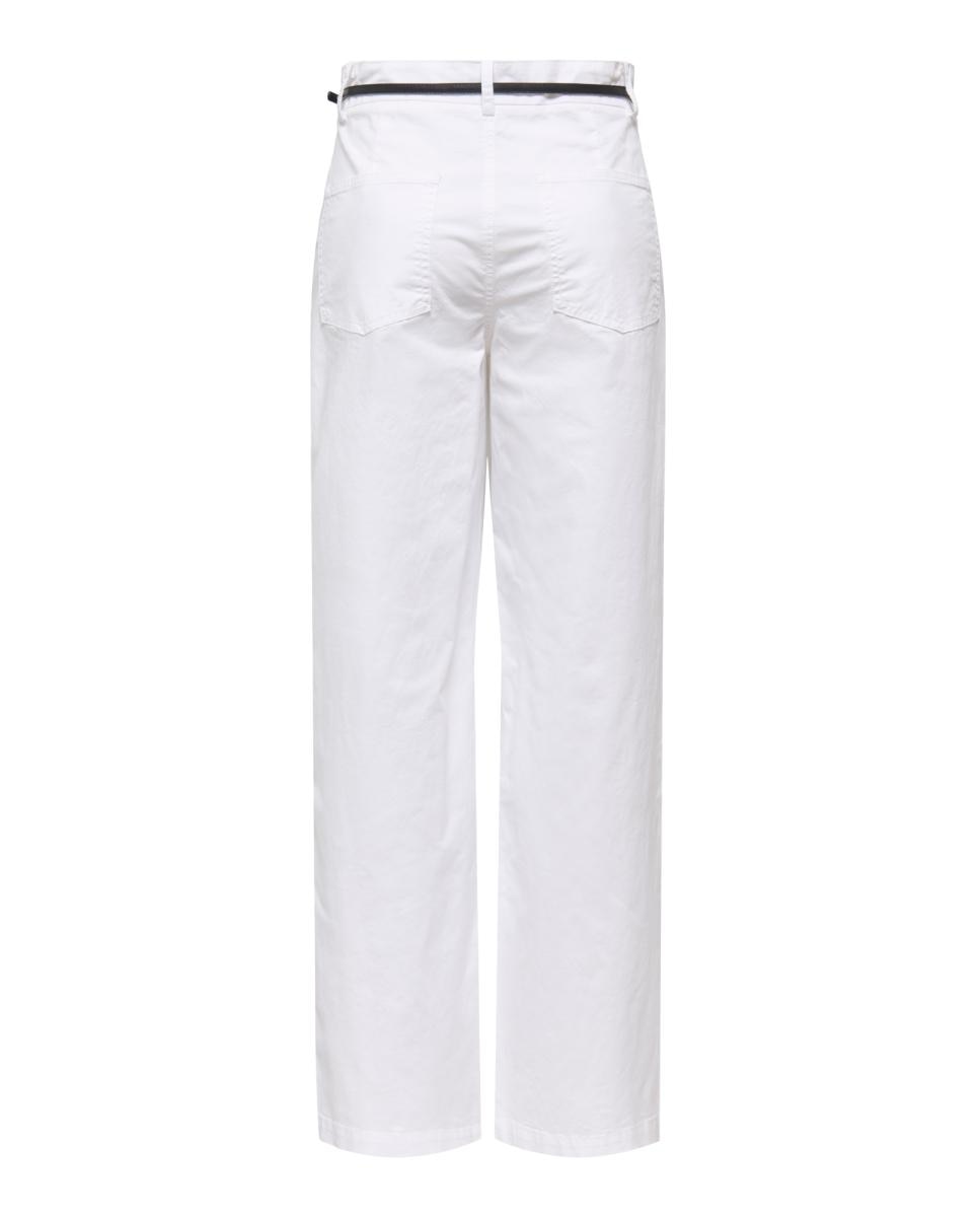 Calças Largas com Cintura Subida Branco-2