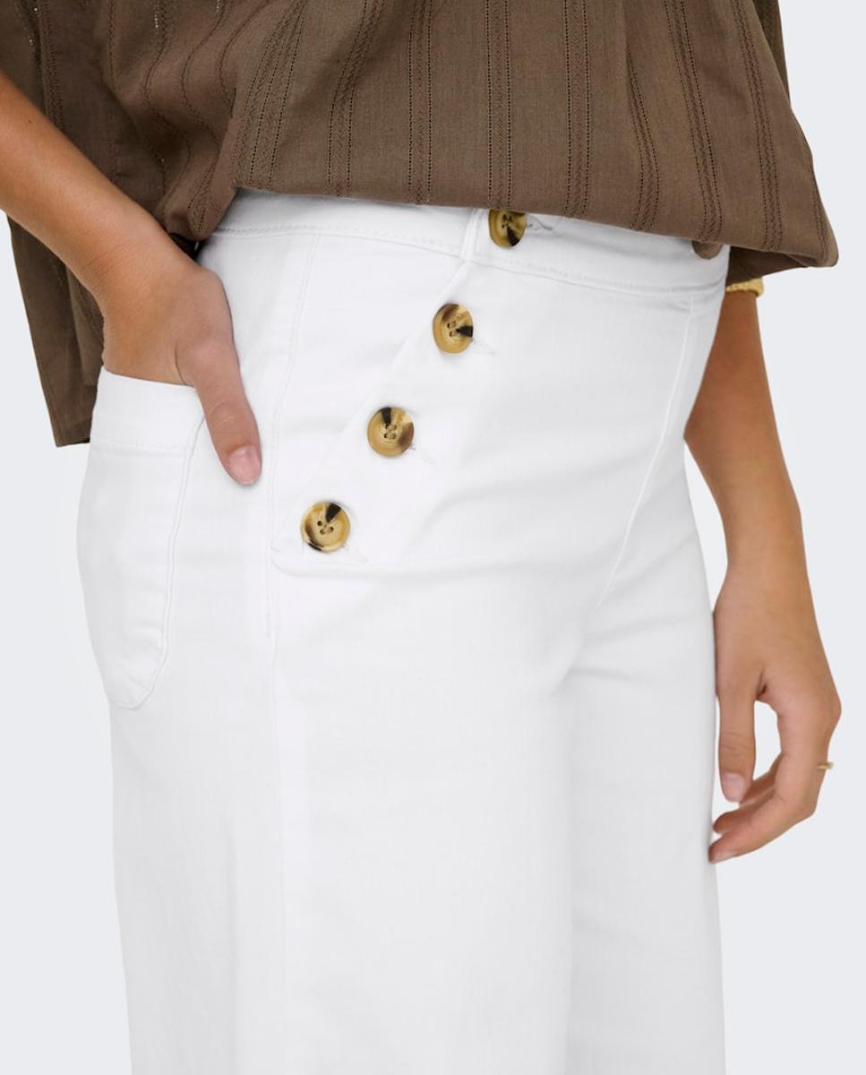 Jeans Largas com Cintura Subida Branco-3