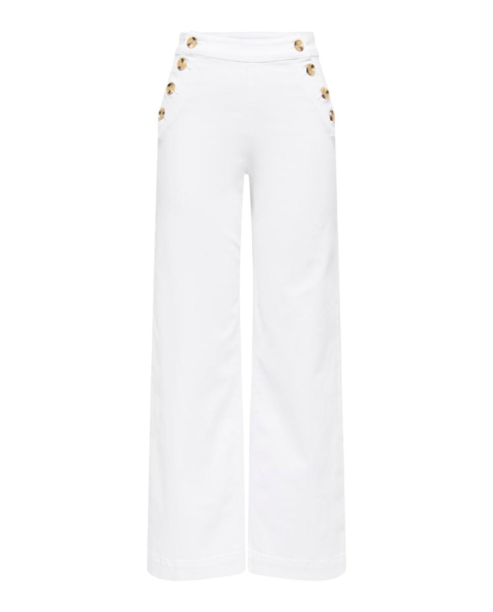 Jeans Largas com Cintura Subida Branco-5
