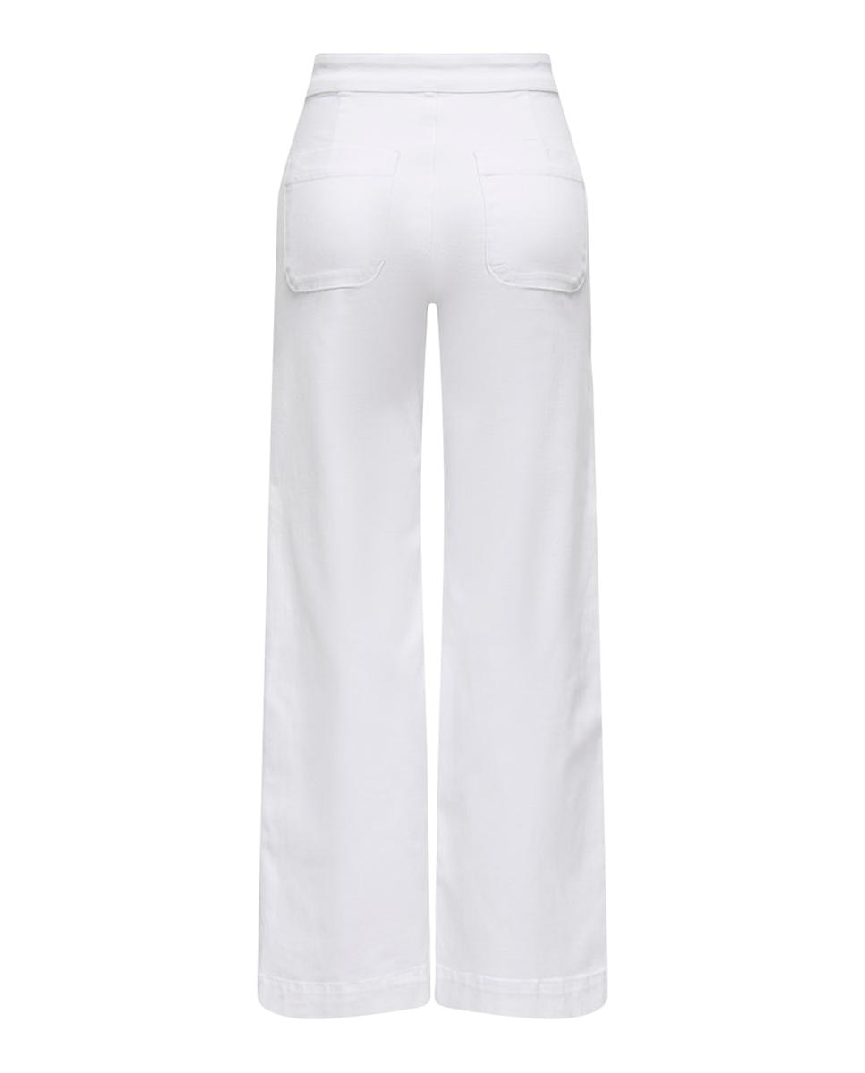 Jeans Largas com Cintura Subida Branco-6