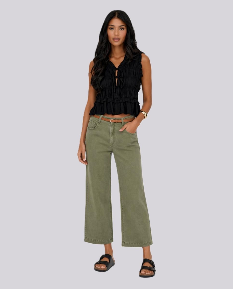 Only - Pantalón de mujer de cintura alta y culotte.