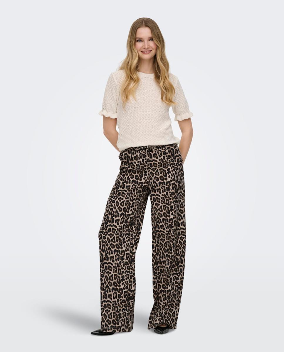 Only - Pantalón ancho de mujer de tiro medio con cordón.