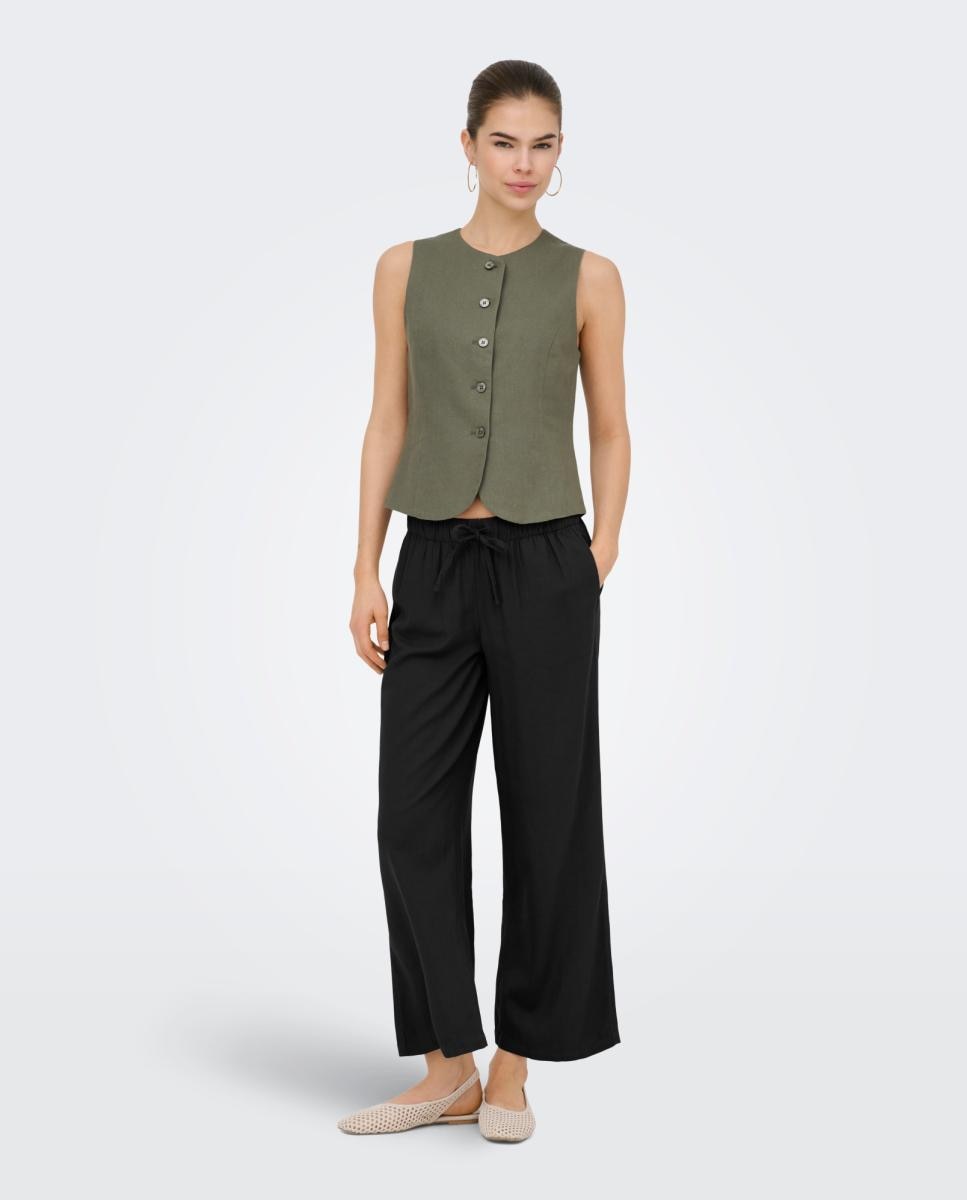 Only - Pantalón culotte de mujer de tiro medio con cordón.