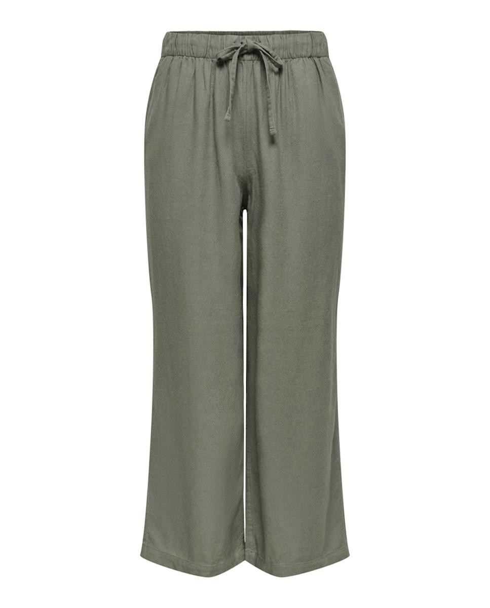 Calças Culotte de Cintura Média com Cordão Verde-escuro-5