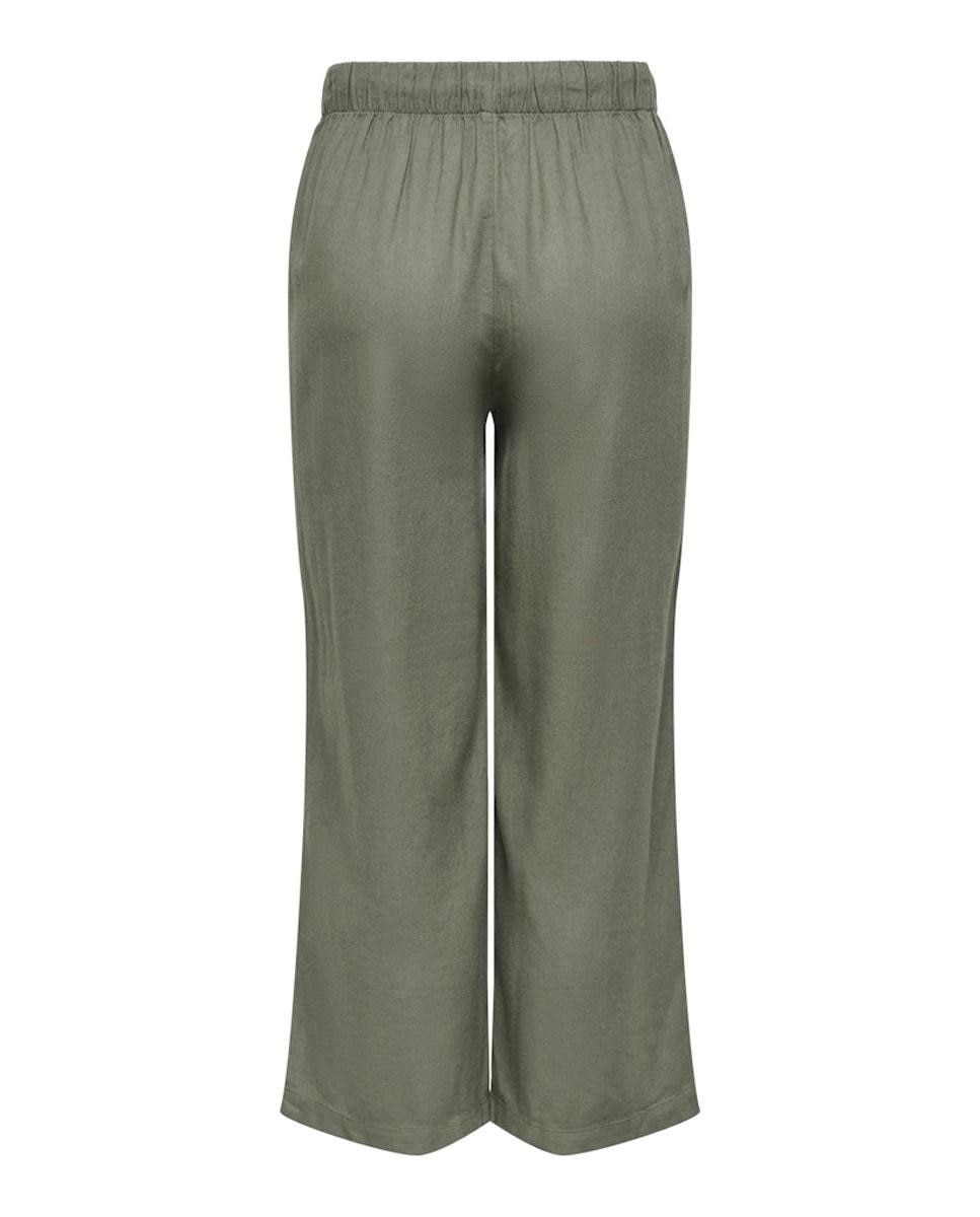 Calças Culotte de Cintura Média com Cordão Verde-escuro-6