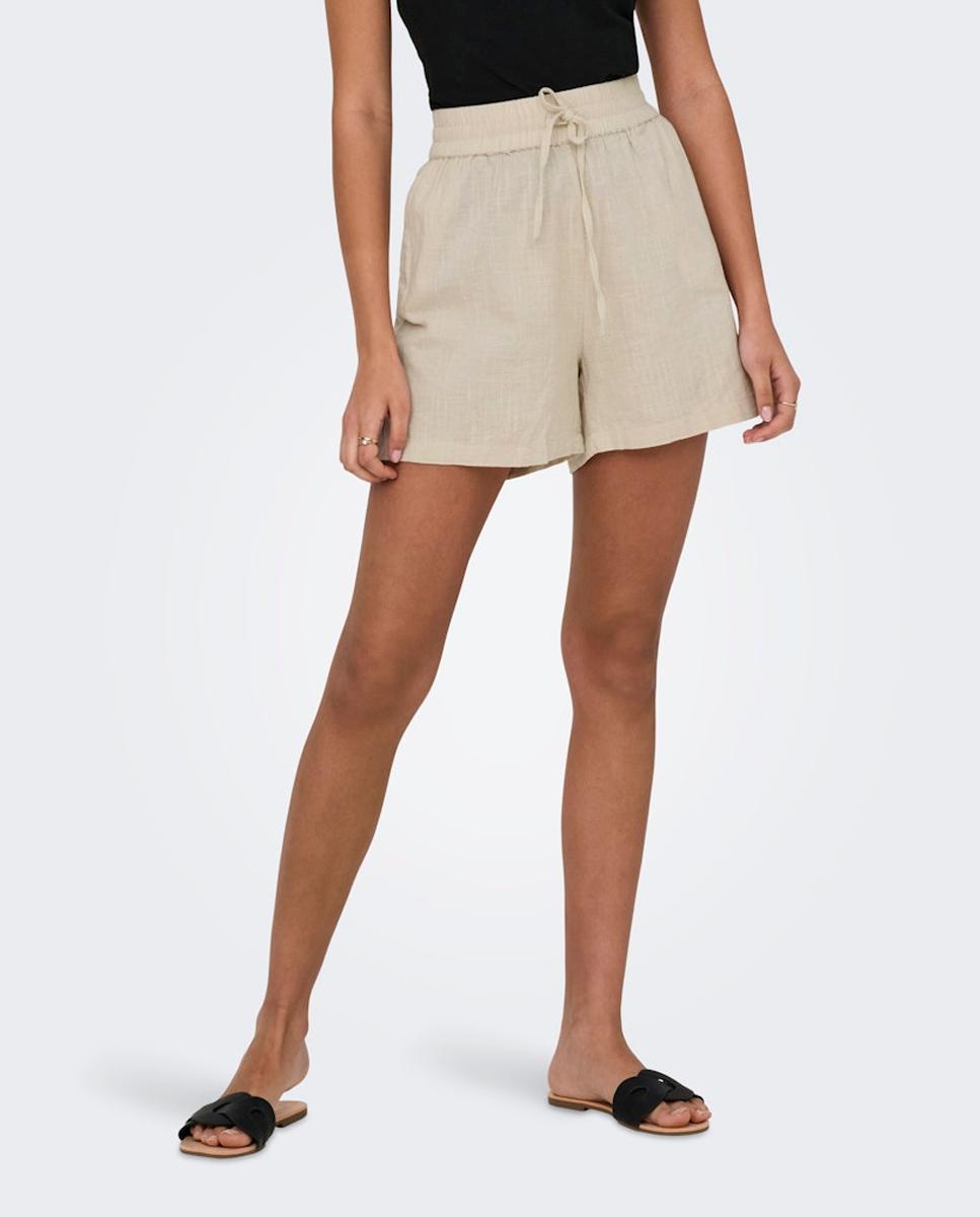 Short de mujer holgado con cintura elástica - Only - Beige Beige-3