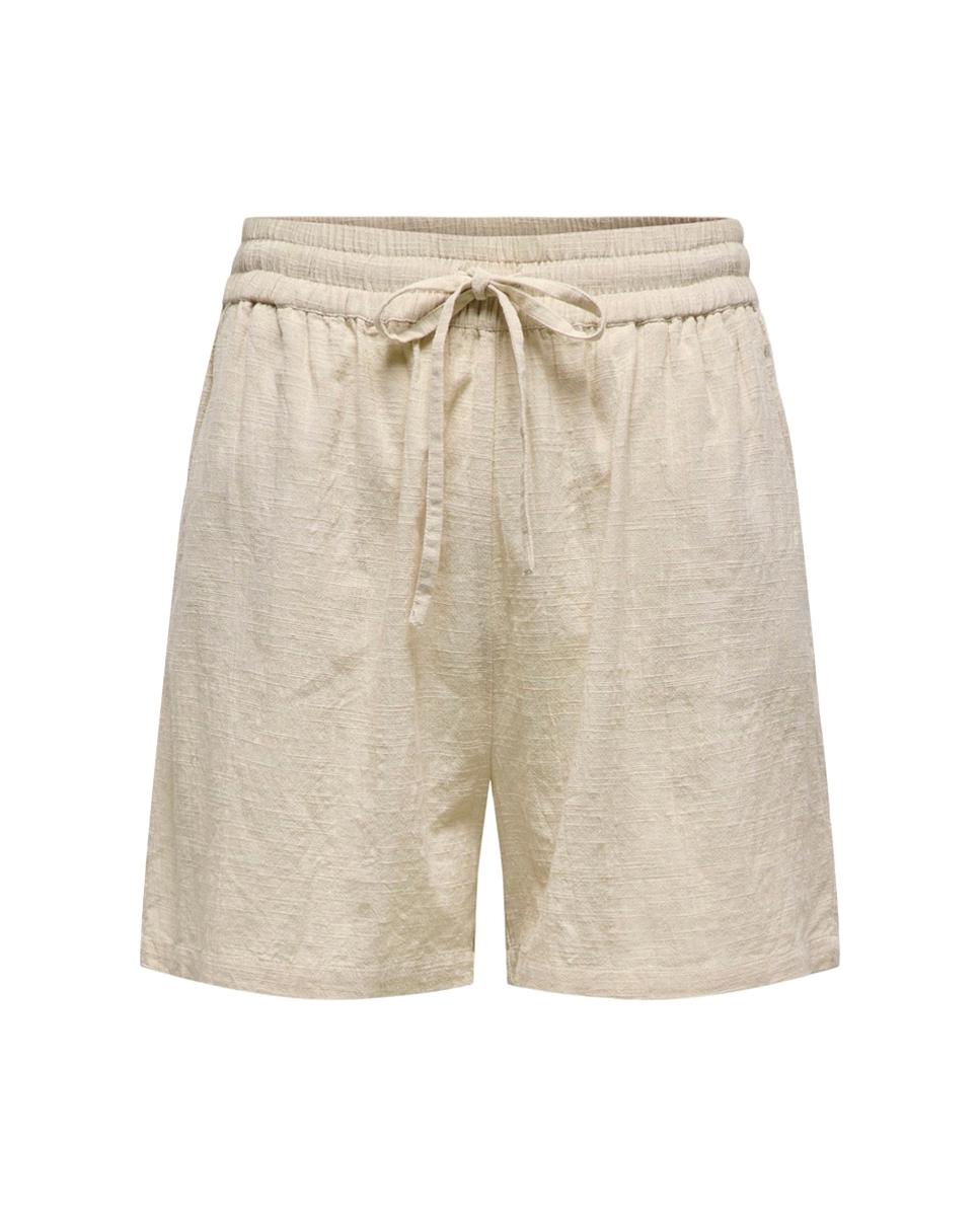 Short de mujer holgado con cintura elástica - Only - Beige Beige-5