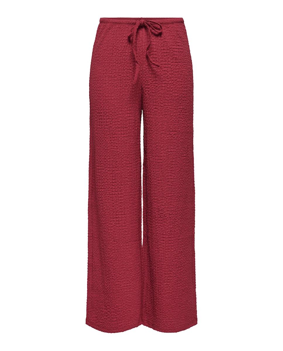 Calças largas de cintura subida Vermelho/Grená-5