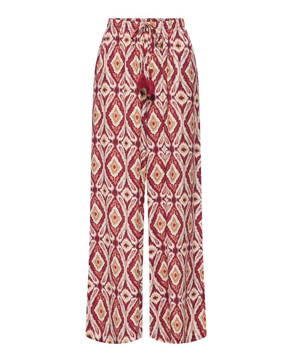 Calças de Cintura Elástica com Fecho de Laço Vermelho-4