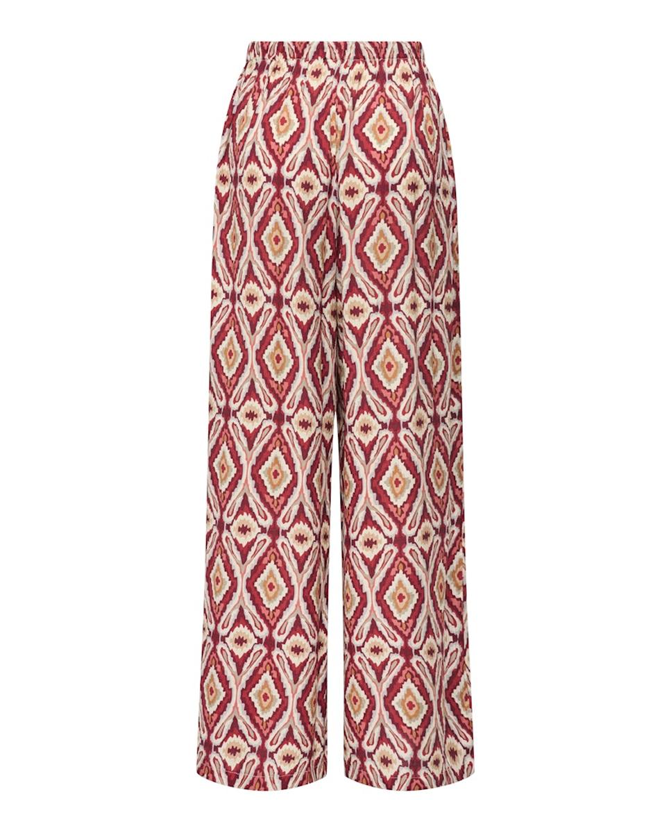 Calças de Cintura Elástica com Fecho de Laço Vermelho-5