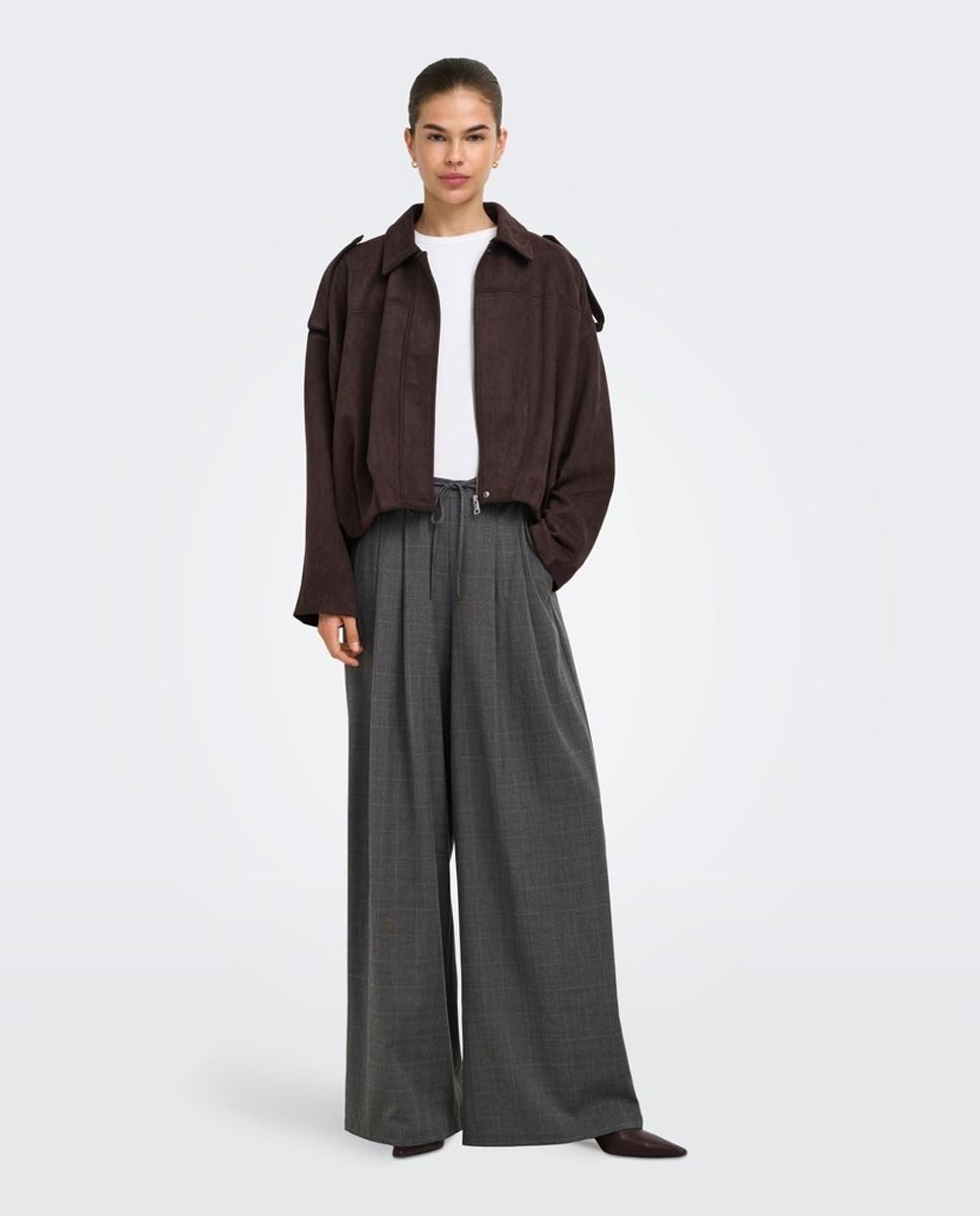 Imagen 0 de Pantalón de mujer wide leg de tiro alto Gris oscuro