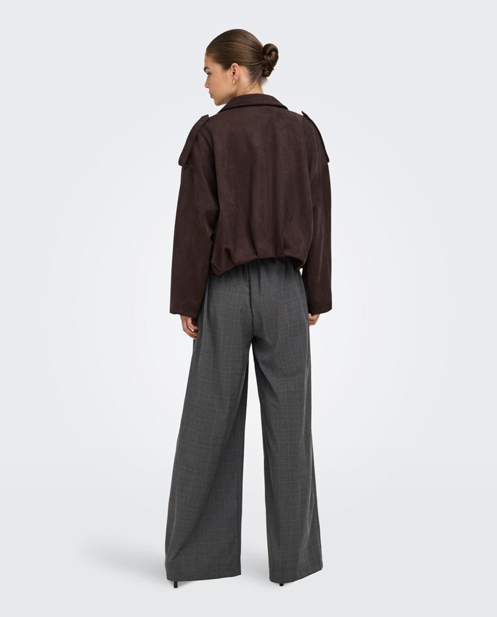 Pantalón de mujer wide leg de tiro alto - Only - Gris oscuro Gris oscuro-2