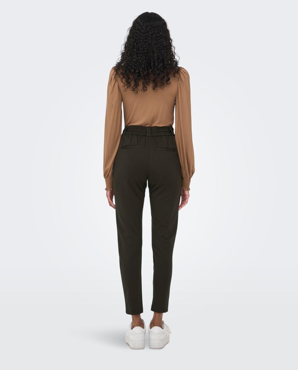 Pantalón de mujer con cordón - Only - Marrón oscuro Marrón oscuro-2