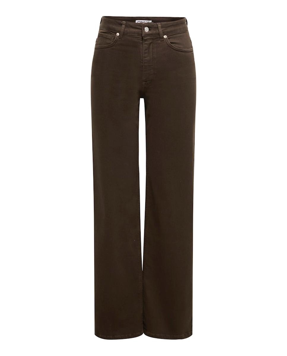 Jeans Wide Leg com Cintura Subida Castanho-4