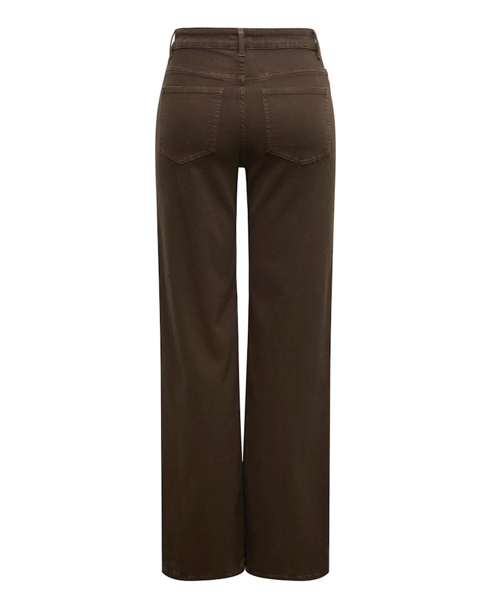 Jeans Wide Leg com Cintura Subida Castanho-5