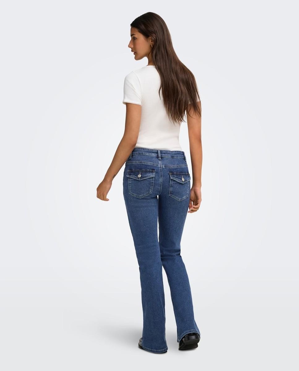 Jeans à Boca de Sino com Cintura Baixa Azul-2