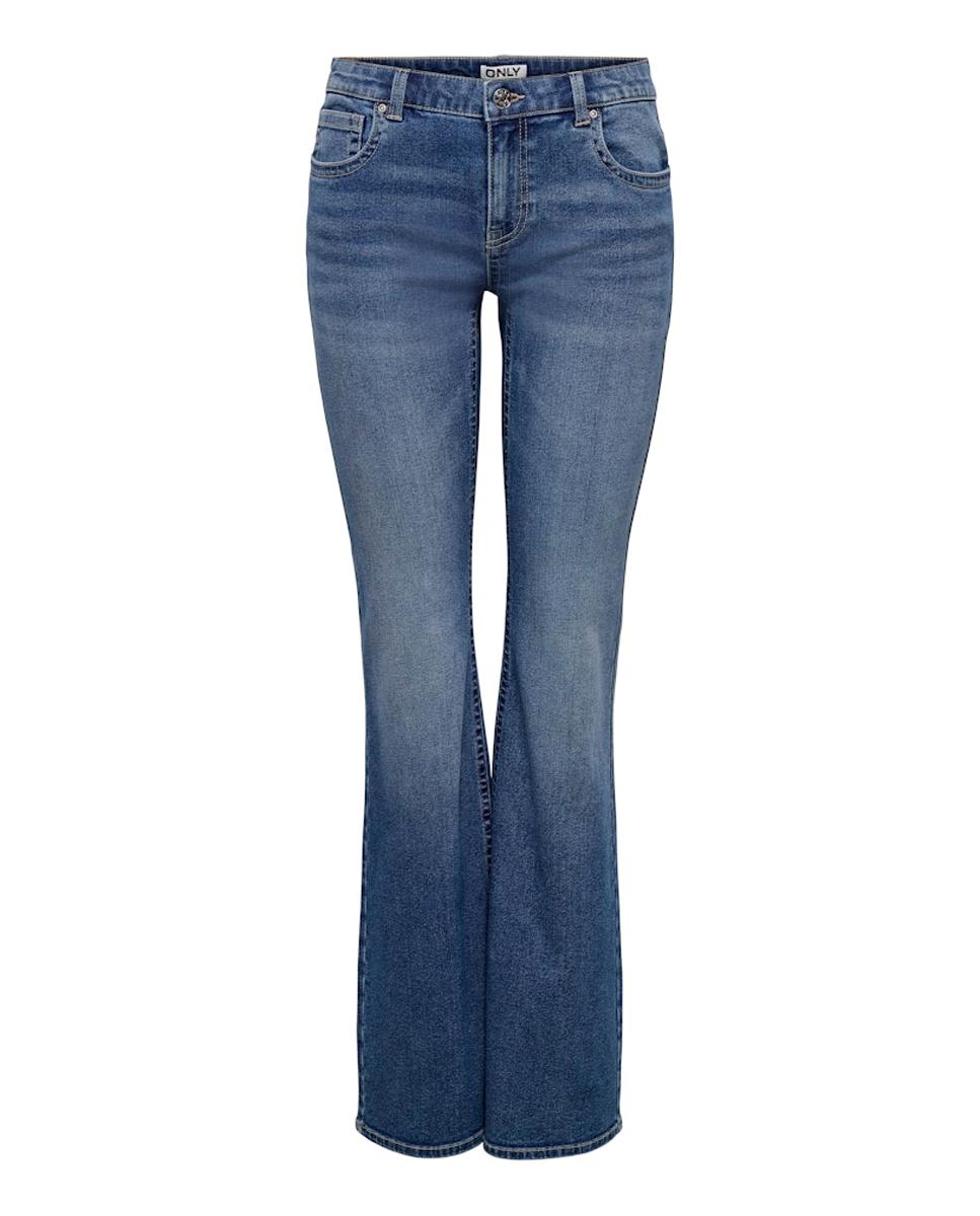 Jeans à Boca de Sino com Cintura Baixa Azul-5