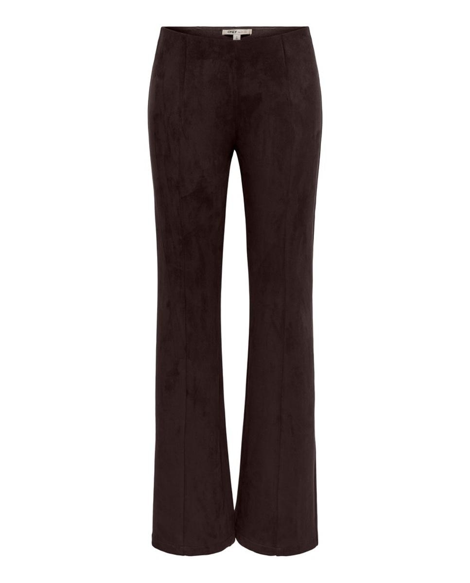 Imagen 0 de Pantalón de mujer de antelina y cintura media y corte pitillo Marrón oscuro