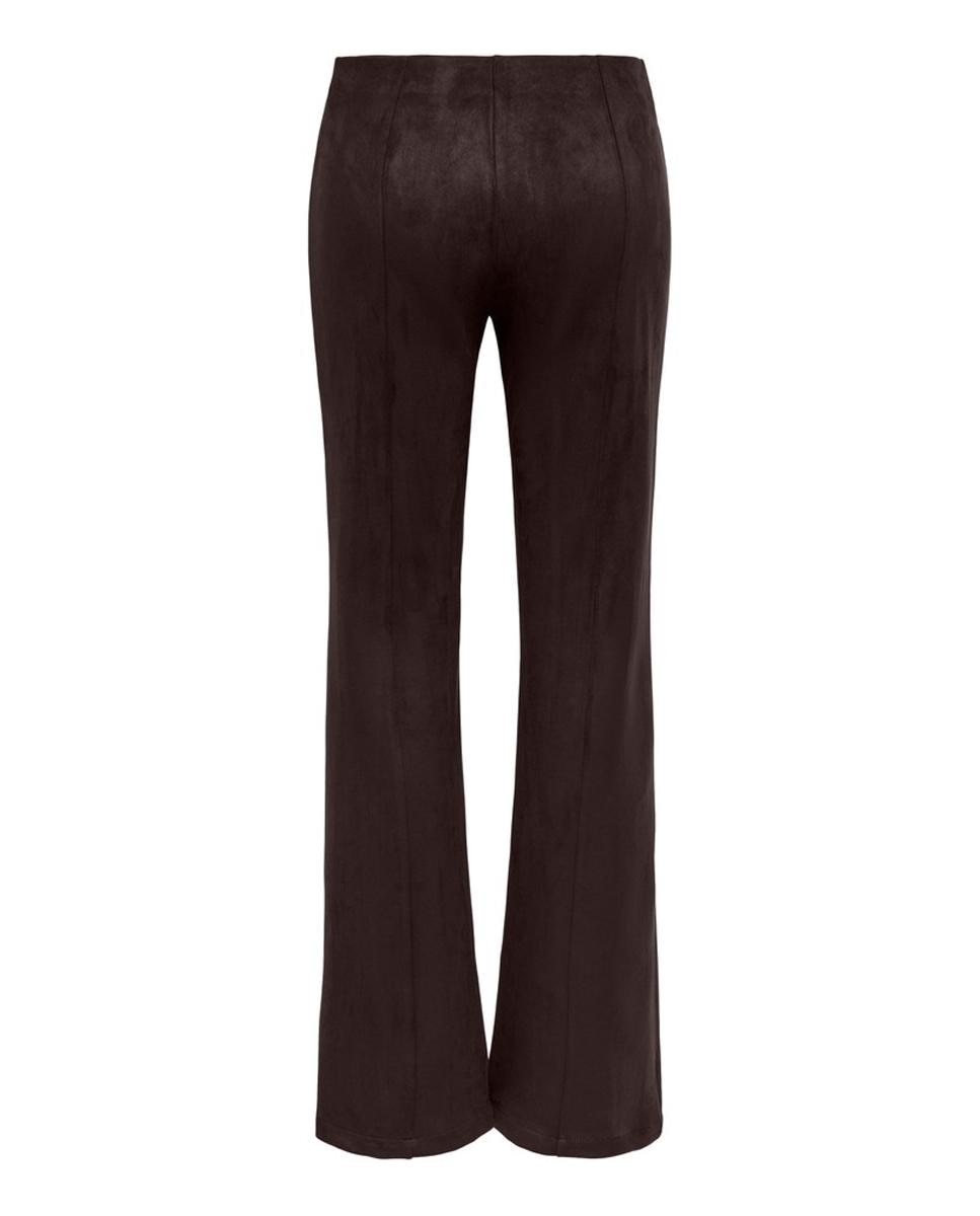 Pantalón de mujer de antelina y cintura media y corte pitillo - Only - Marrón oscuro Marrón oscuro-2
