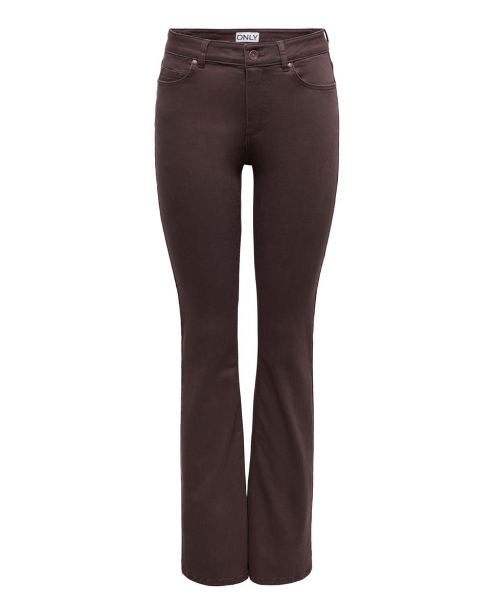Pantalón de mujer campana de cintura media - Only - Marrón Marrón-4