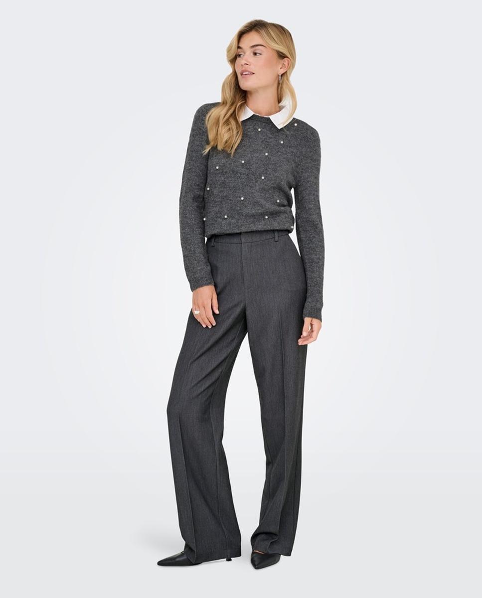 Imagen 0 de Pantalón de mujer wide leg de cintura alta Gris oscuro