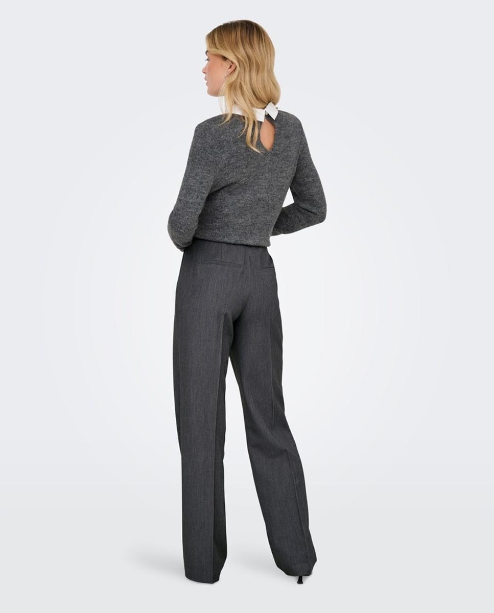 Pantalón de mujer wide leg de cintura alta - Only - Gris oscuro Gris oscuro-2