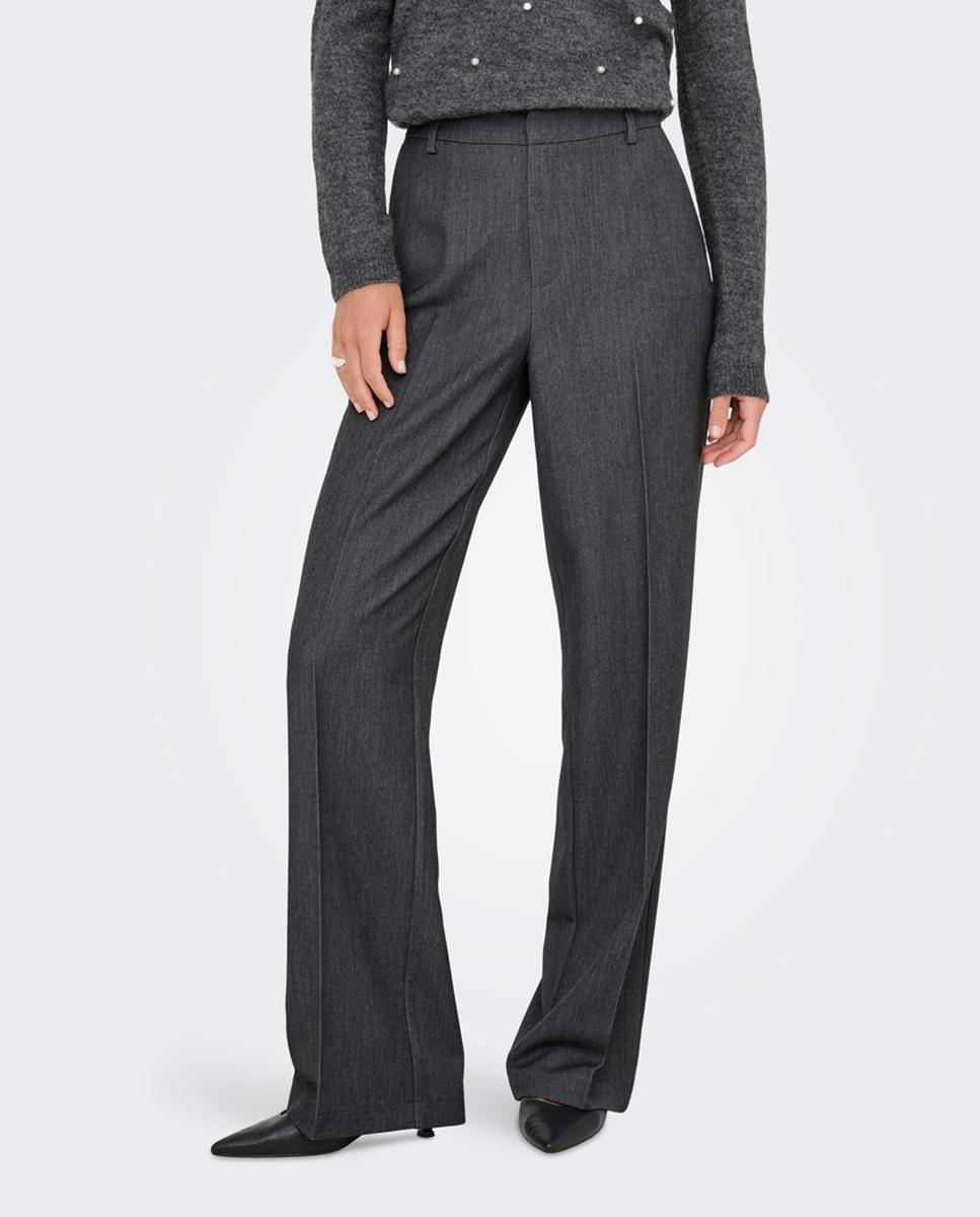 Pantalón de mujer wide leg de cintura alta - Only - Gris oscuro Gris oscuro-3