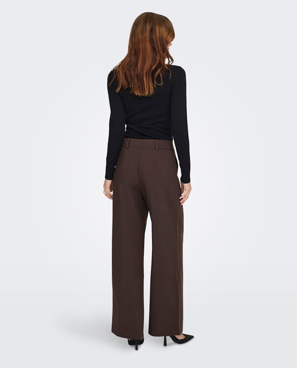 Pantalón de traje de mujer recto de cintura alta - Only - Marrón Marrón-2