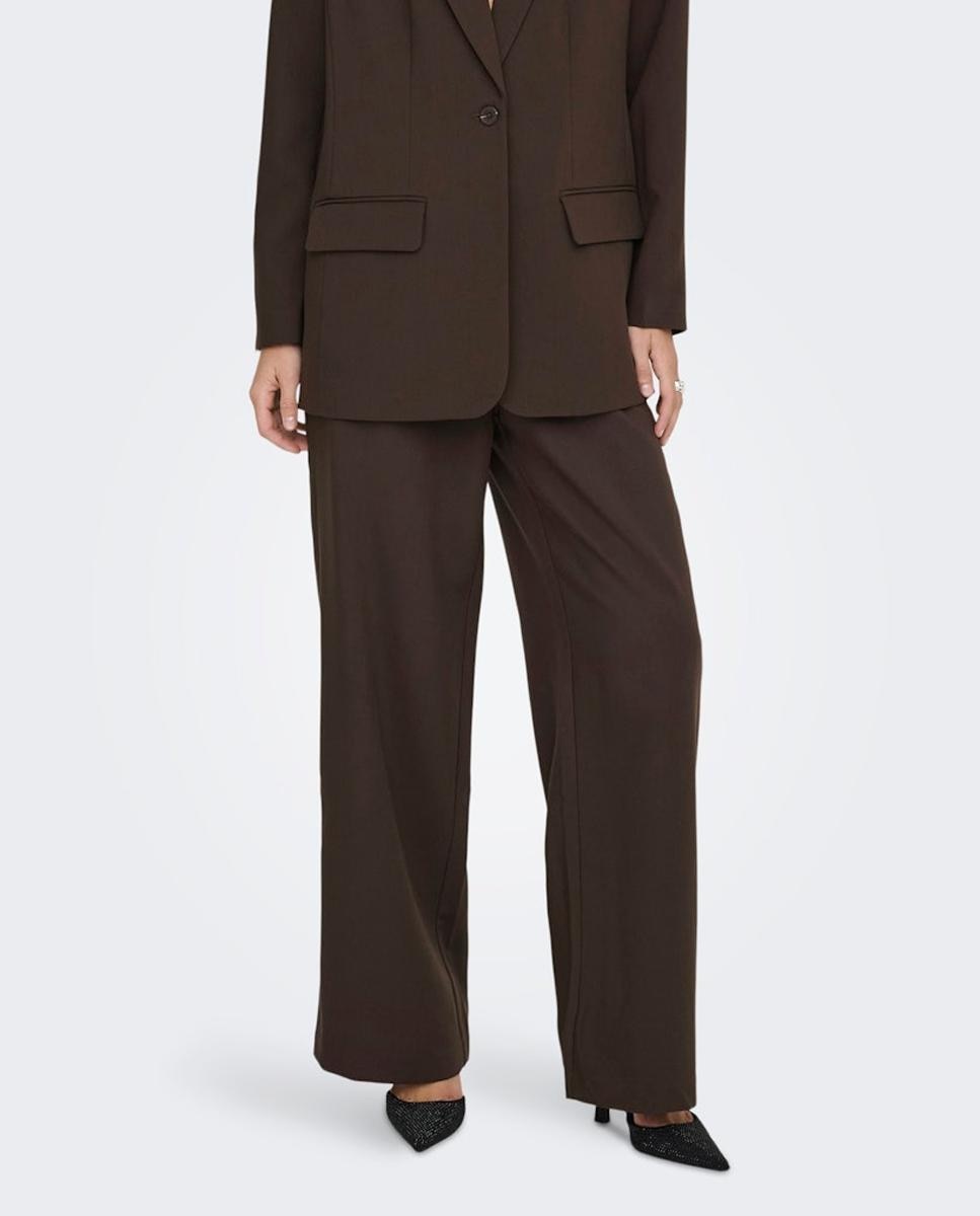Pantalón de traje de mujer recto de cintura alta - Only - Marrón Marrón-4