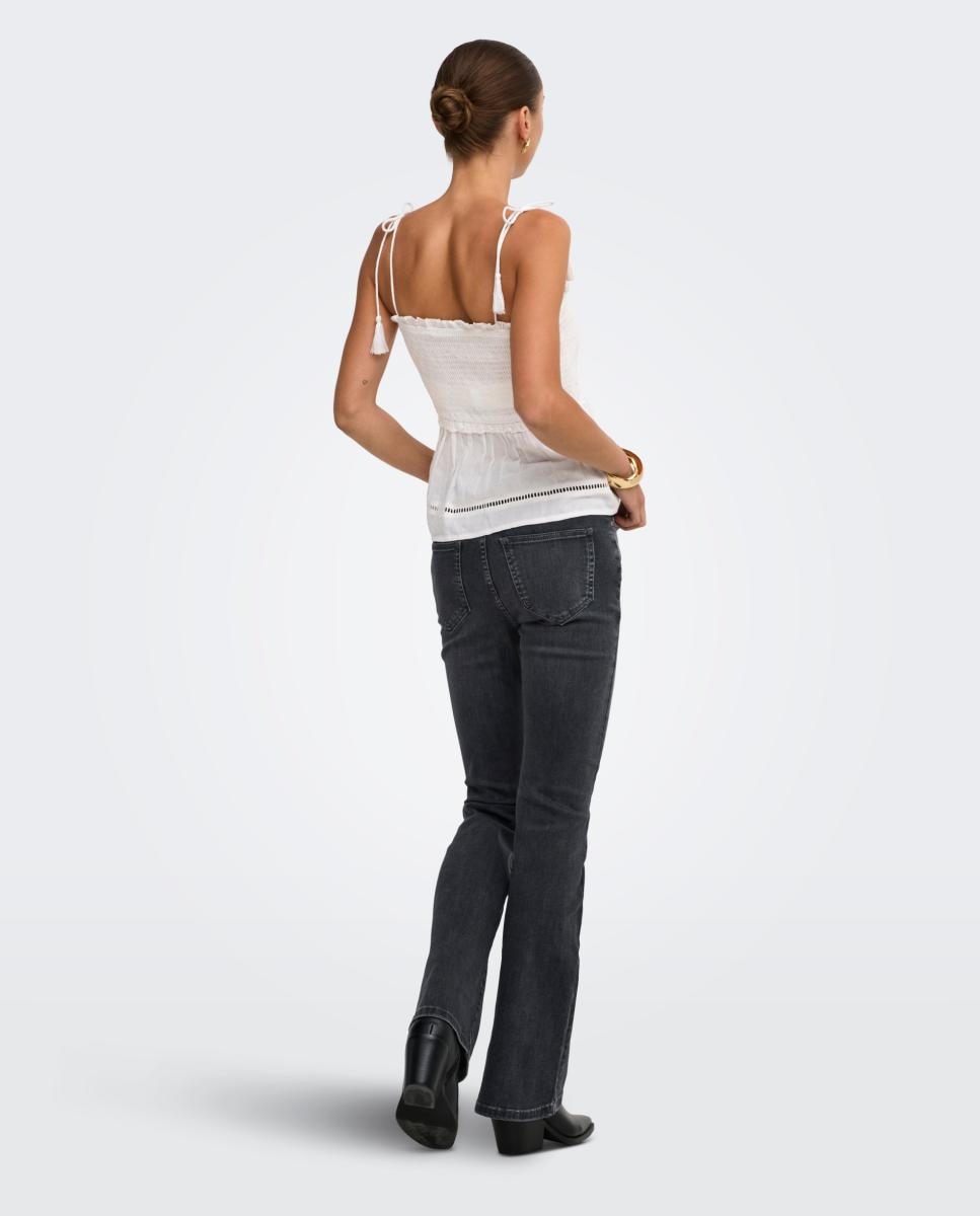 Jeans Straight à Boca de Sino Cinzento-2