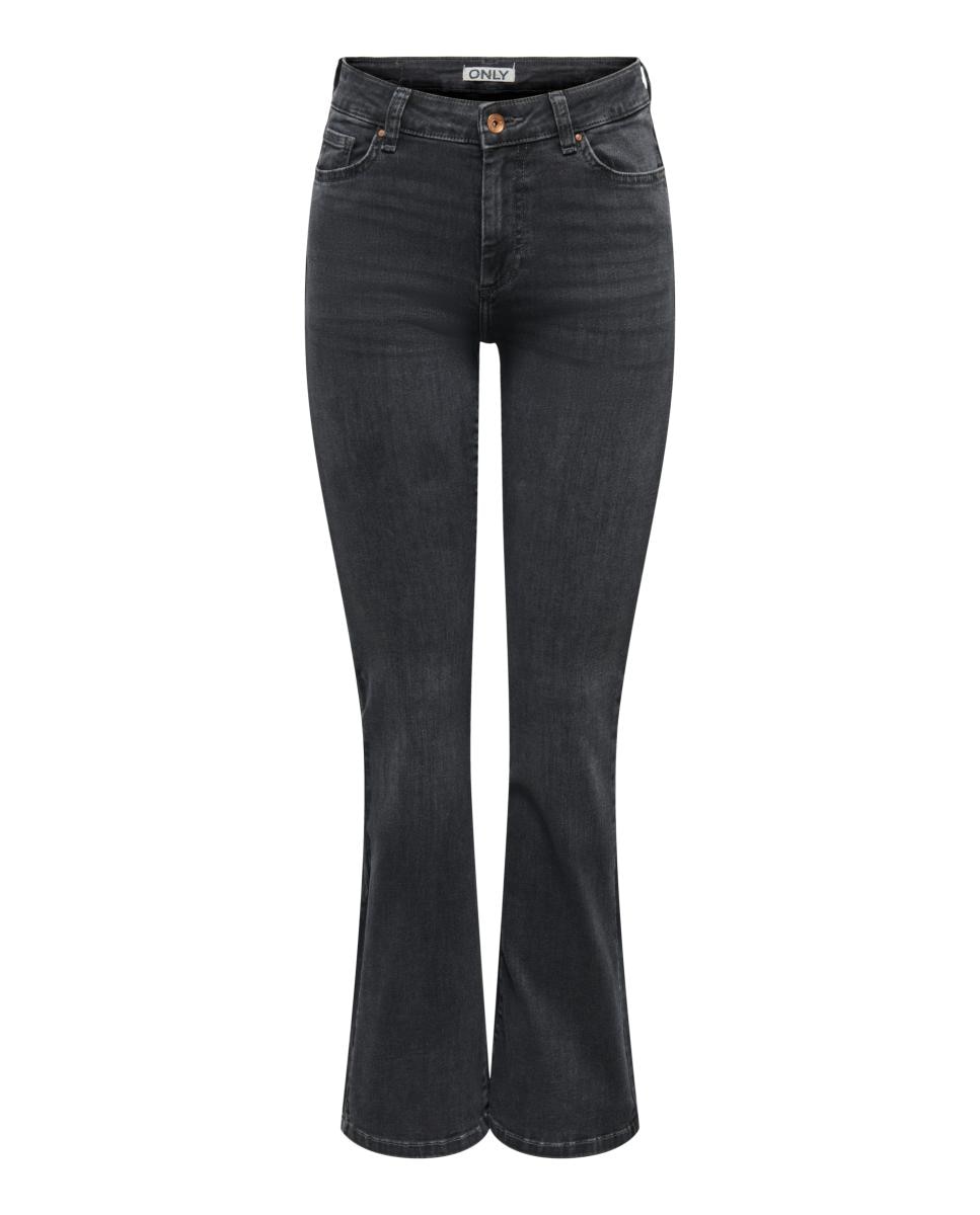 Jeans Straight à Boca de Sino Cinzento-3