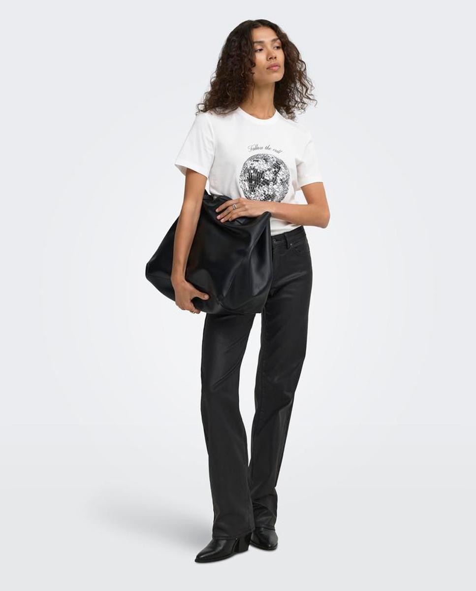 Imagen 0 de Vaquero denim recto de mujer de tiro medio Negro