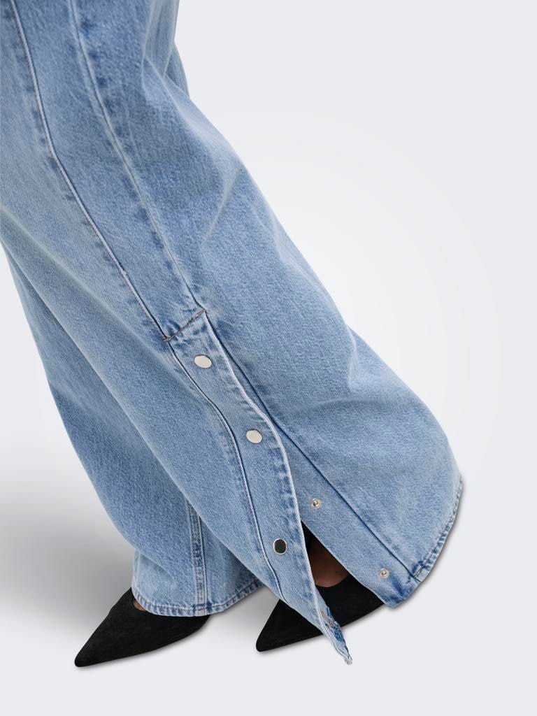 Vaquero denim wide leg de mujer de tiro alto - Only - Azul claro Azul claro-4