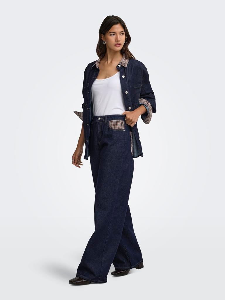 Imagen 0 de Vaquero denim wide leg de mujer de tiro alto Azul