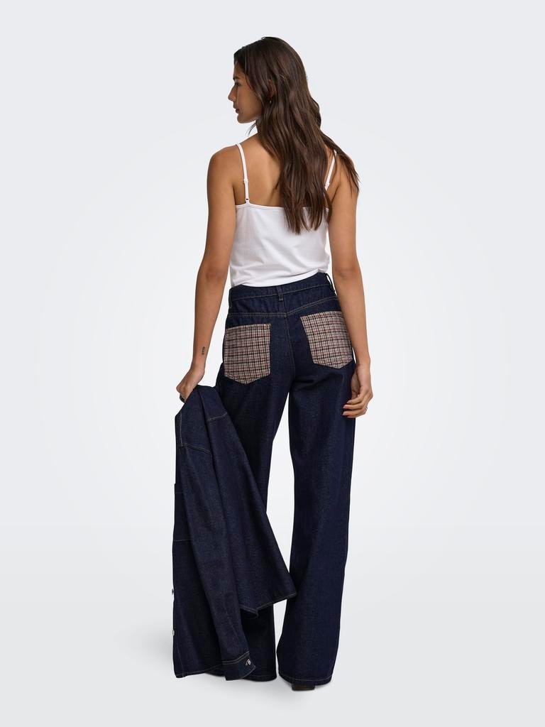Vaquero denim wide leg de mujer de tiro alto - Only - Azul Azul-2