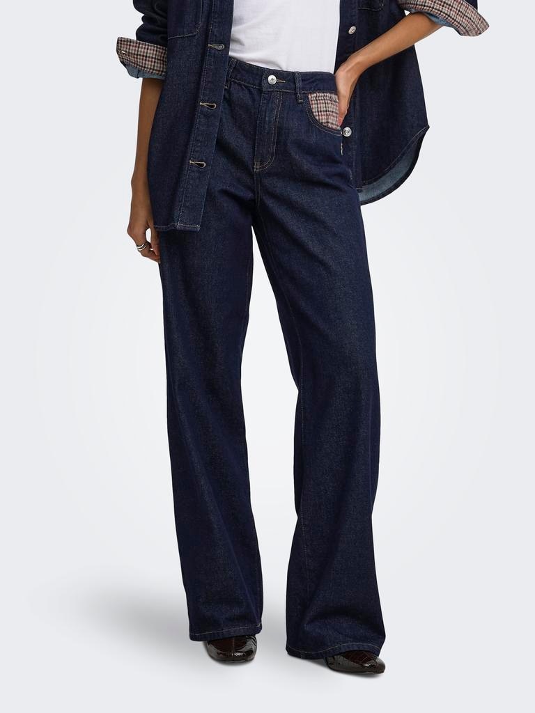 Vaquero denim wide leg de mujer de tiro alto - Only - Azul Azul-3