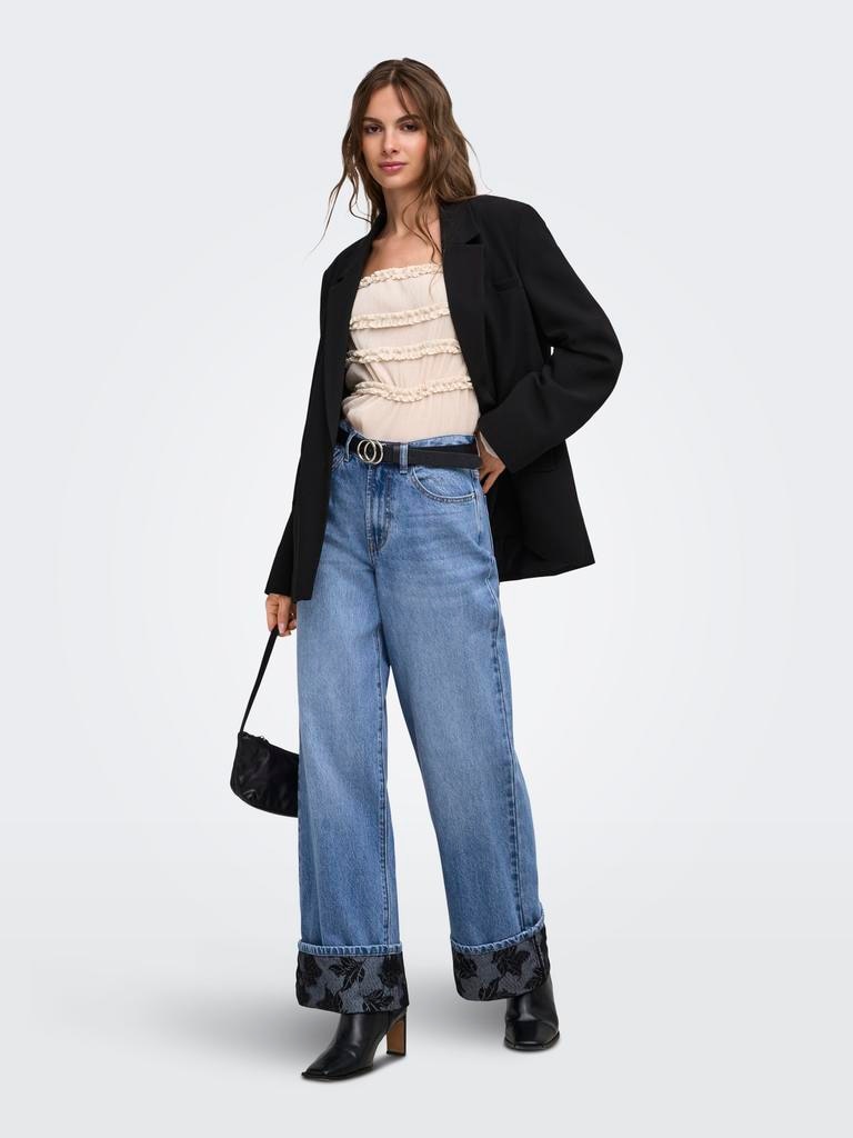 Imagen 0 de Vaquero denim wide leg 100% algodón de mujer de tiro alto Azul