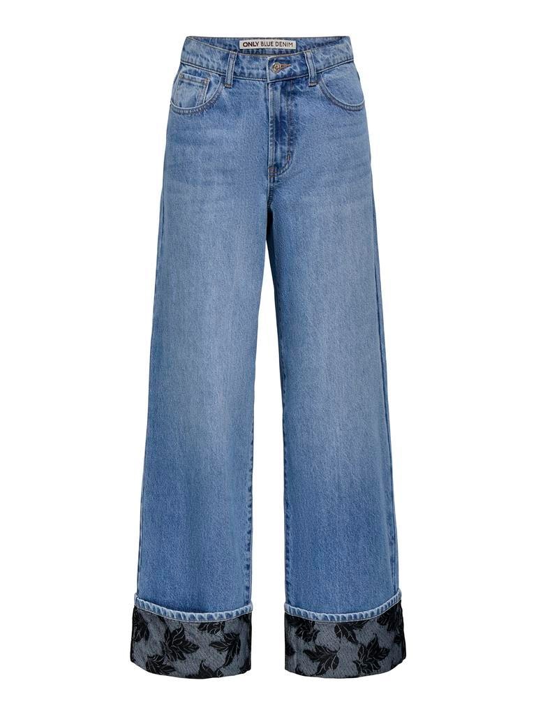 Vaquero denim wide leg 100% algodón de mujer de tiro alto - Only - Azul Azul-5