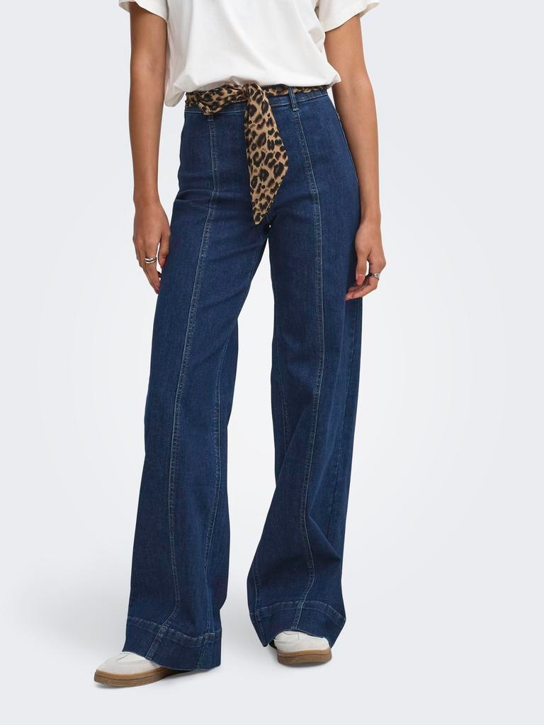 Vaquero denim wide leg de mujer de tiro alto - Only - Azul Azul-3