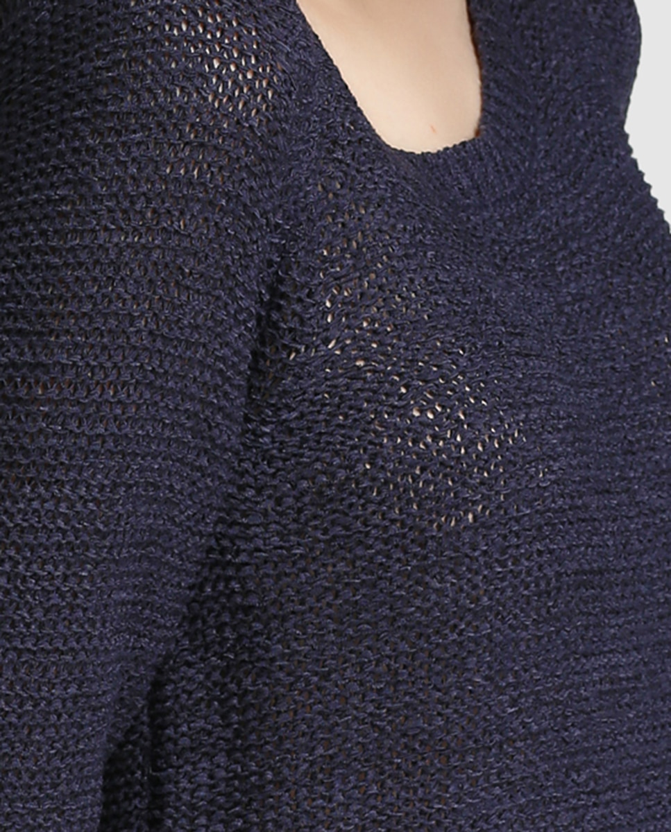 Jersey de mujer de manga larga y cuello redondo - Only - Azul marino Azul marino-3
