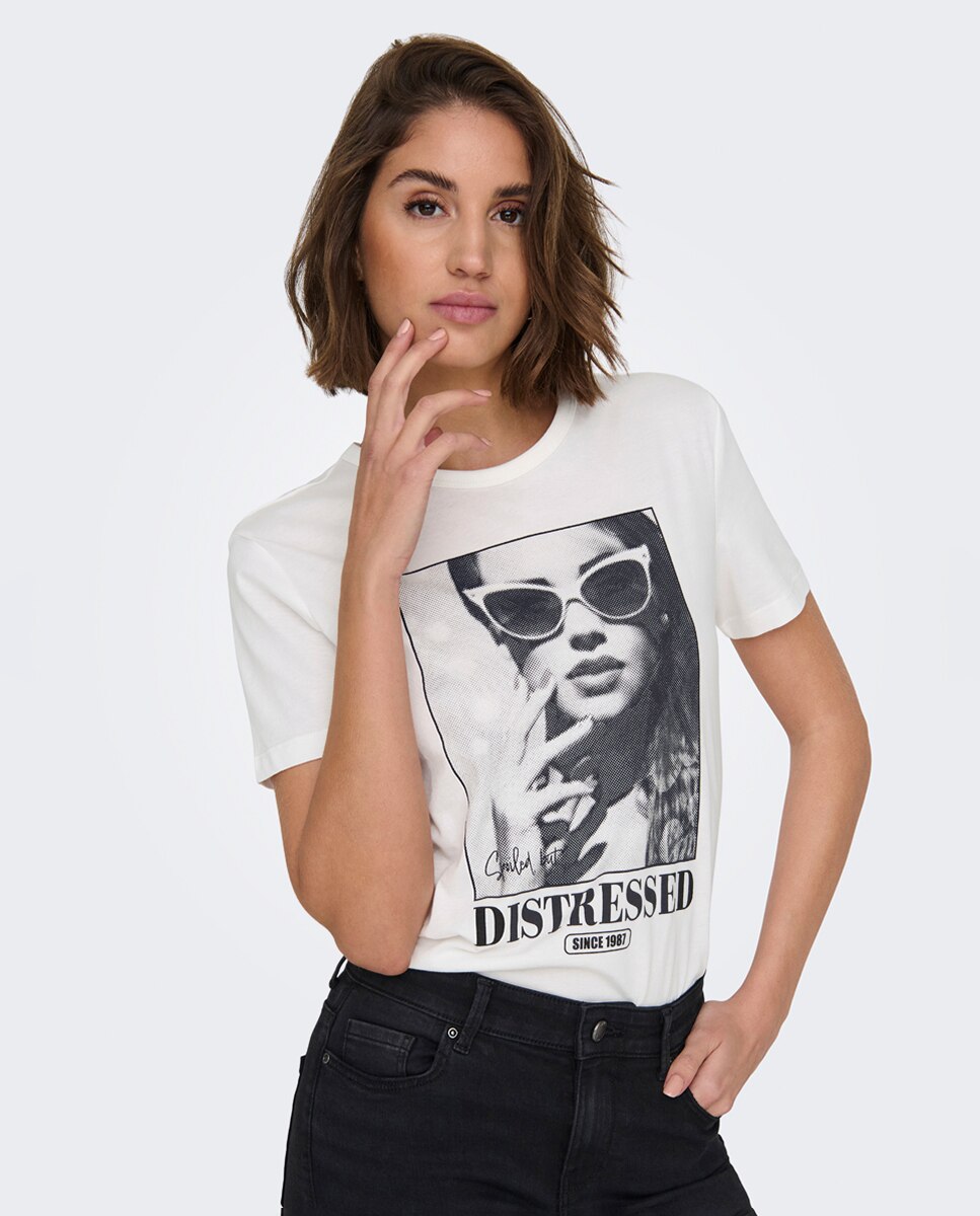 T-shirt de manga curta com estampado Branco-gelo-3