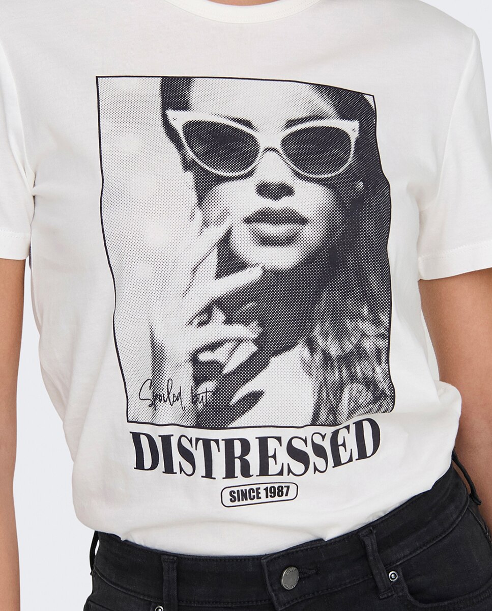 T-shirt de manga curta com estampado Branco-gelo-4