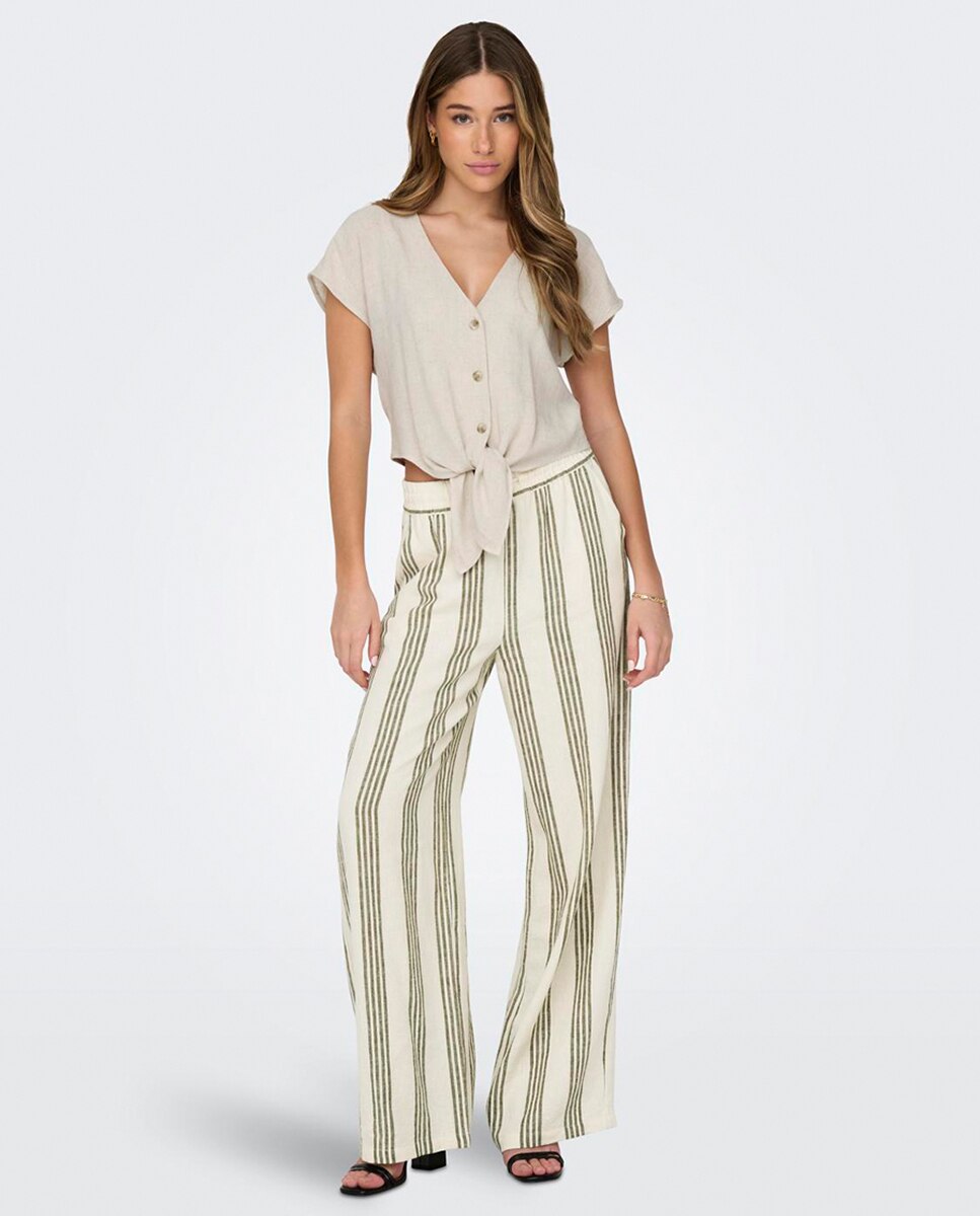 Blusa de Linho com Nó Branco-gelo-7