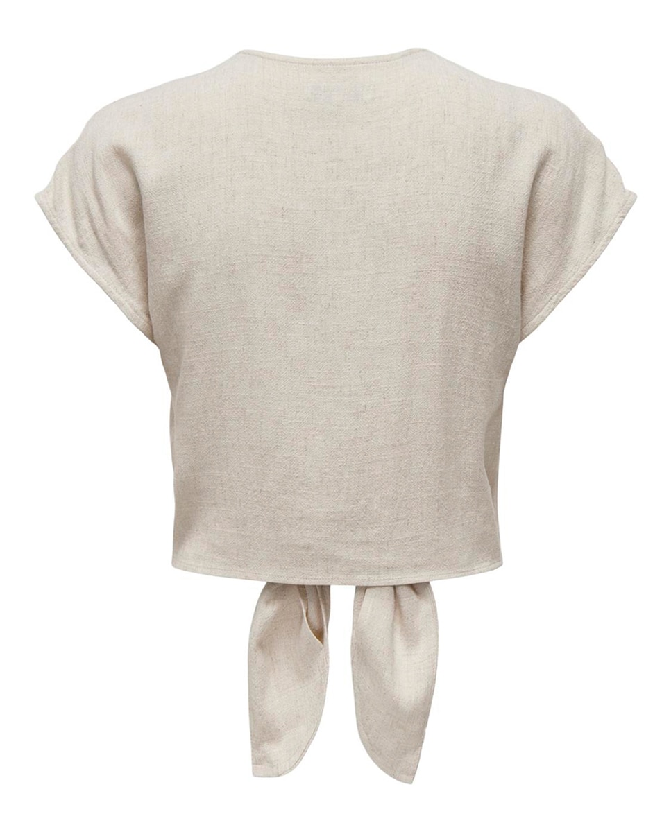 Blusa de Linho com Nó Branco-gelo-6