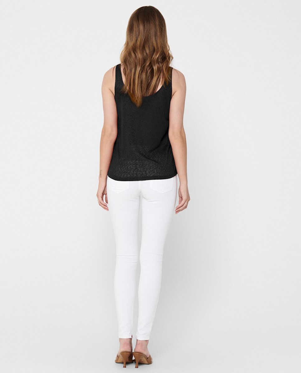 Top de Alças com Decote Redondo Preto-2