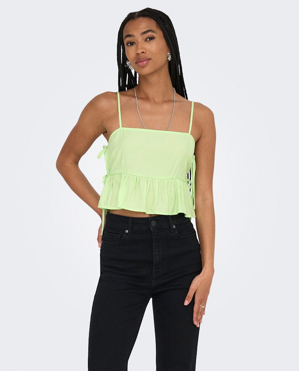 Top de mujer corto de tirantes - Only - Verde Verde-1