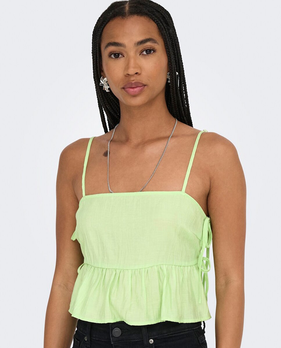 Top de mujer corto de tirantes - Only - Verde Verde-5