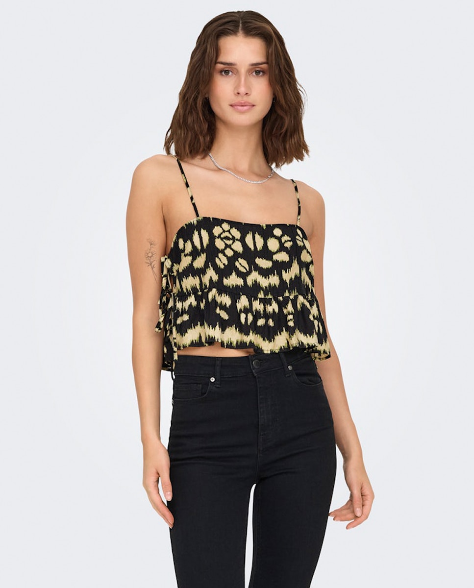 Top de mujer corto de tirantes - Only - Negro Negro-1