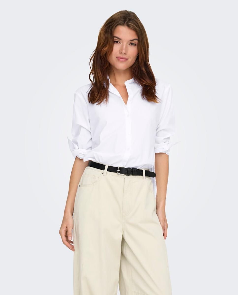 Camisa de mujer básica de manga larga - Only - Blanco Blanco-1