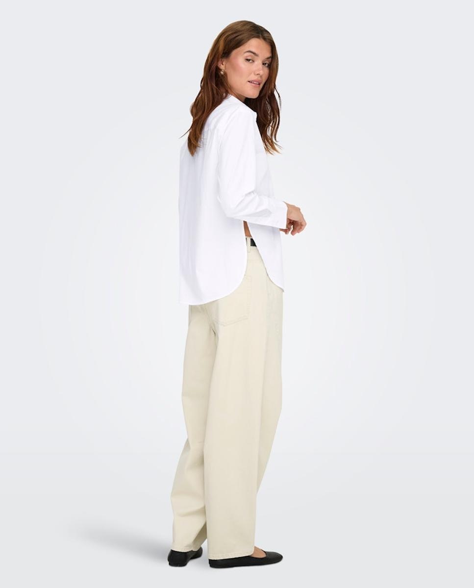 Camisa de mujer básica de manga larga - Only - Blanco Blanco-4